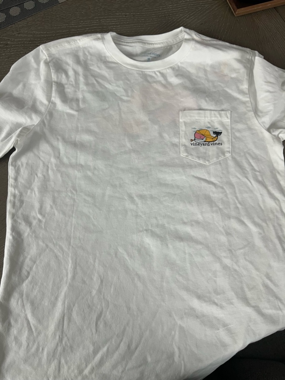 Vineyard Vines White Pocket Tee with Multicolor Whale Accent